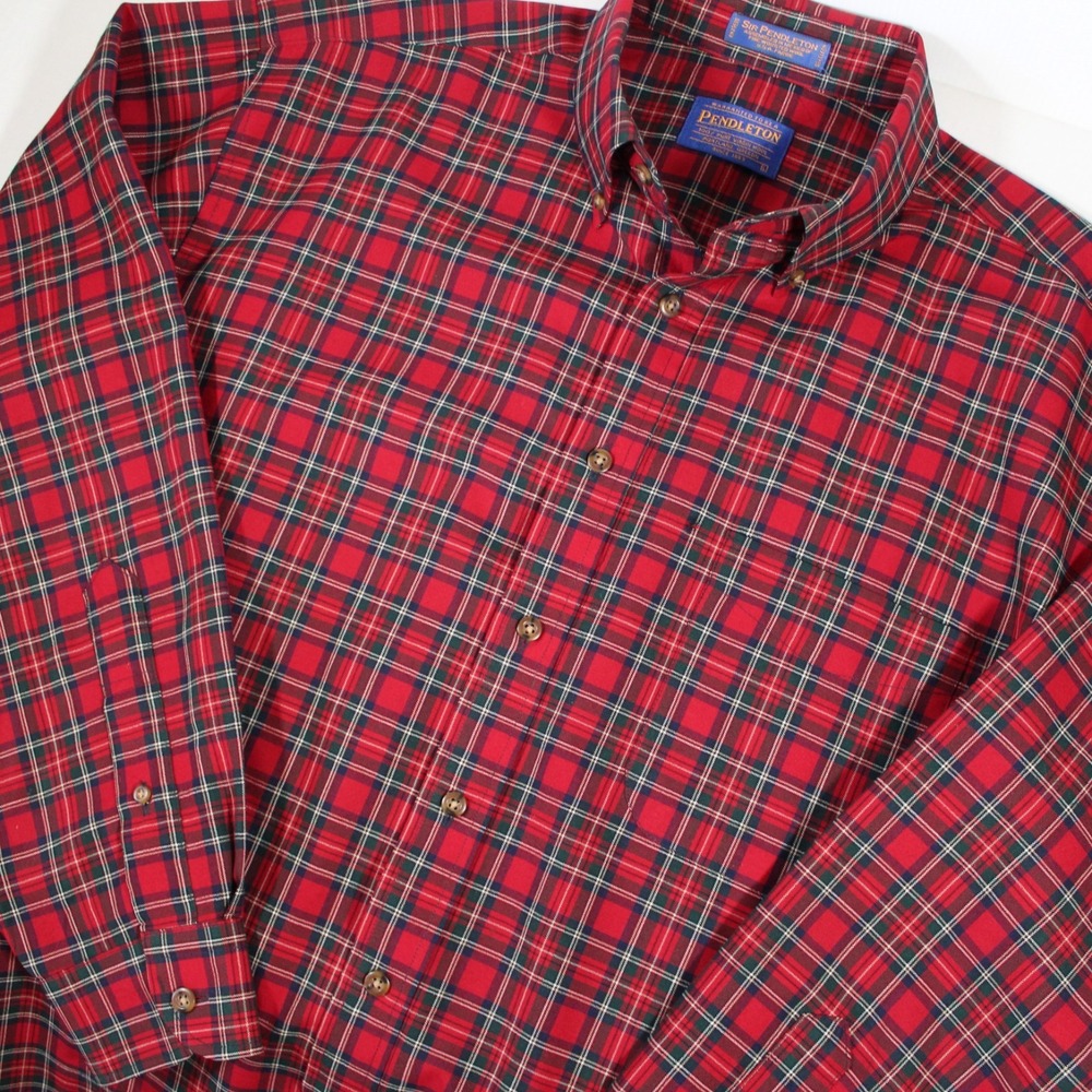 Sir Pendleton Wool Flannel Shirt Men's‎ Size Large 100% Virgin Button Up Plaid
